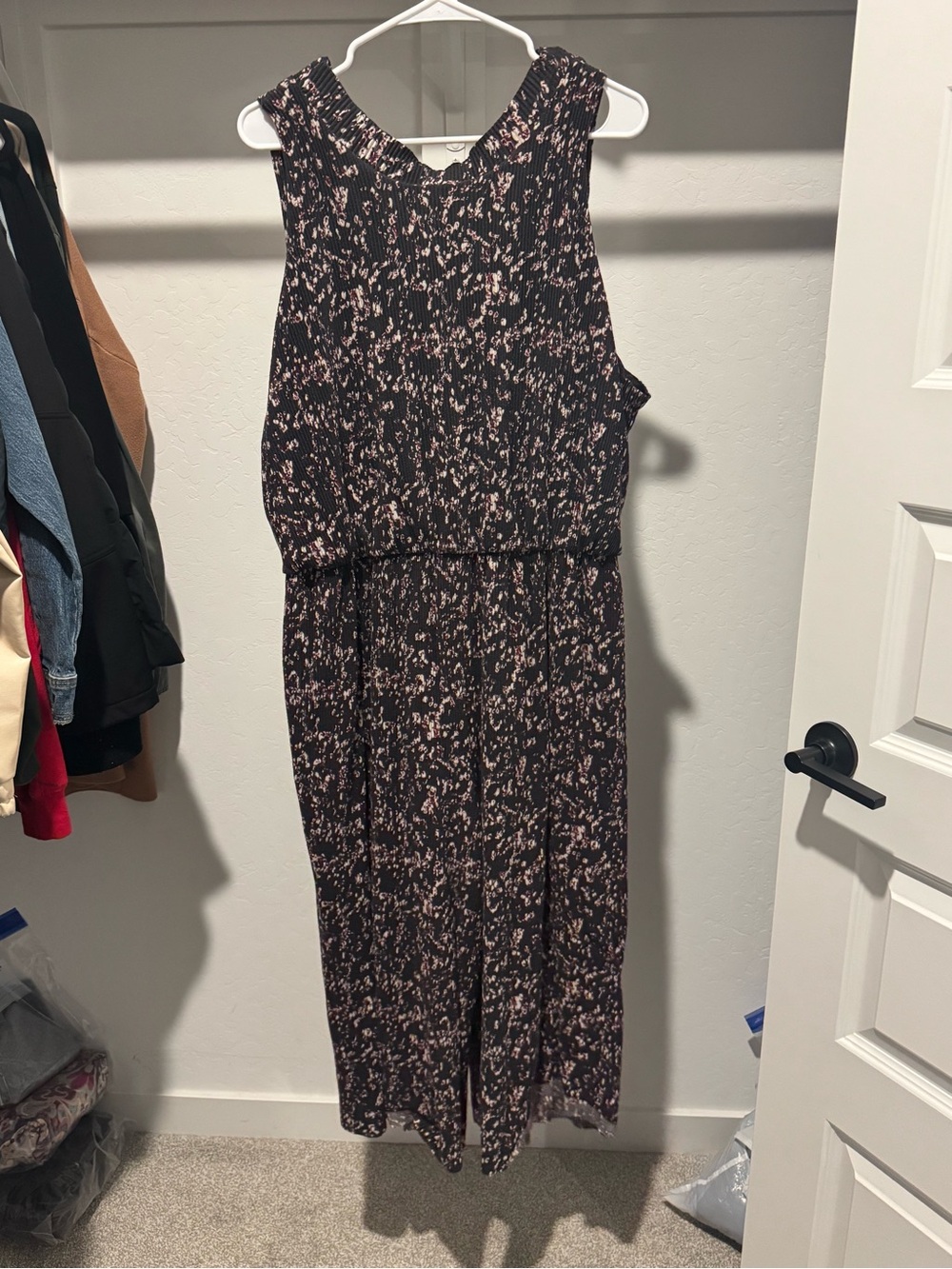 Xhilaration Black Jumpsuit with Blush Floral Print